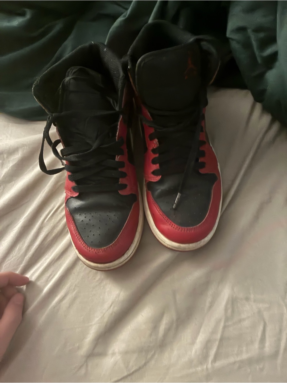 Jordan Mens Red and Black High-Top Sneakers size 8